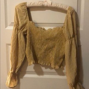 NWOT UO Yellow Gingham Top